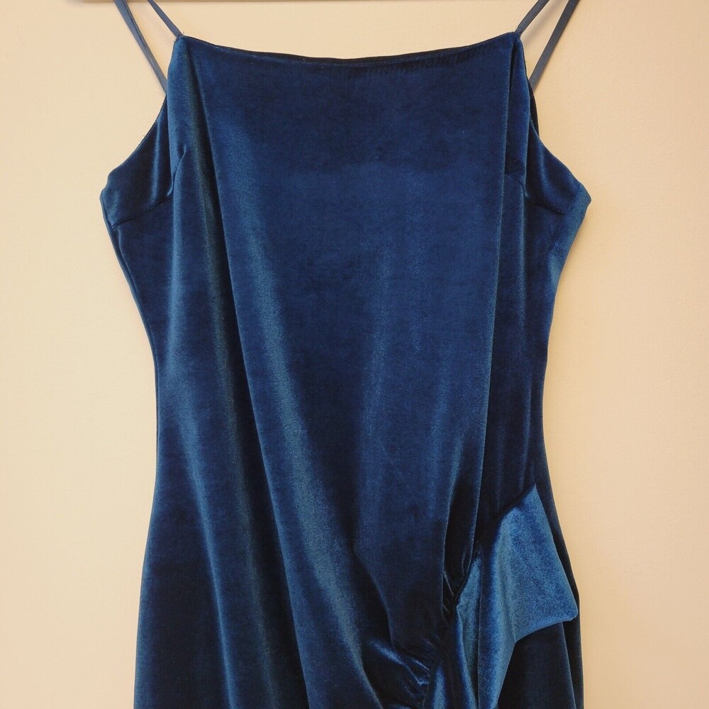 American Threads Velour Blue Mini Dress - Picture 7 of 10